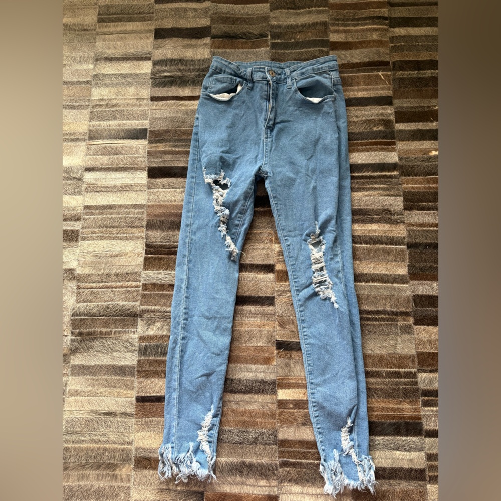 SHEIN Distressed Blue Jeans